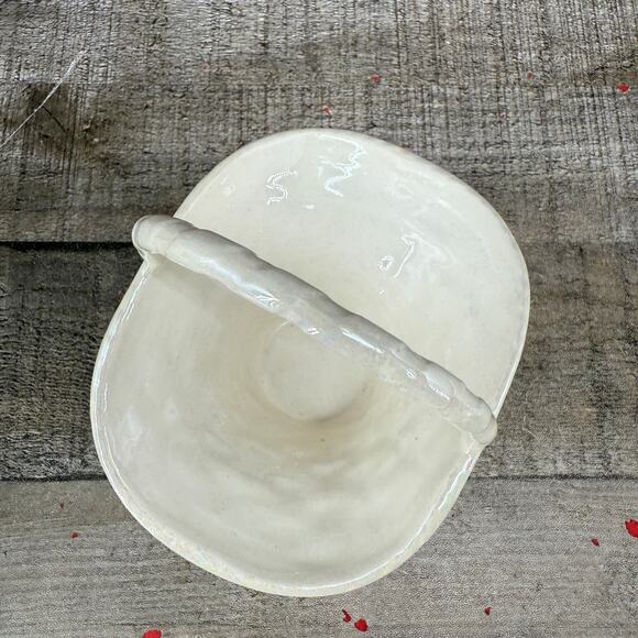 Vintage Ceramic Basket Vase Woven Design Trinket Dish - Picture 9 of 9